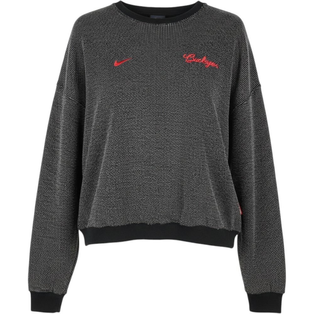 Nike Yoga Ohio State Buckeyes Waffle Knit Sweatshirt Black DZ4753-010 Womens M